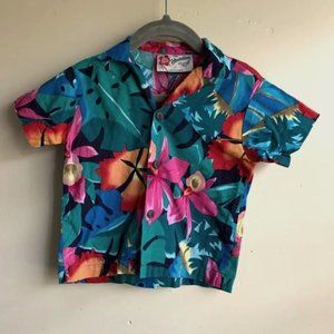 Toddlers Aloha Hawaiian Print Button Down